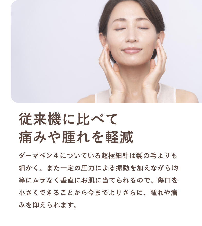 従来機に比べて痛みや腫れを軽減