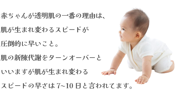 肌の新陳代謝をターンオーバーといいますが肌が生まれ変わるスピードの早さは7~10日と言われてます。